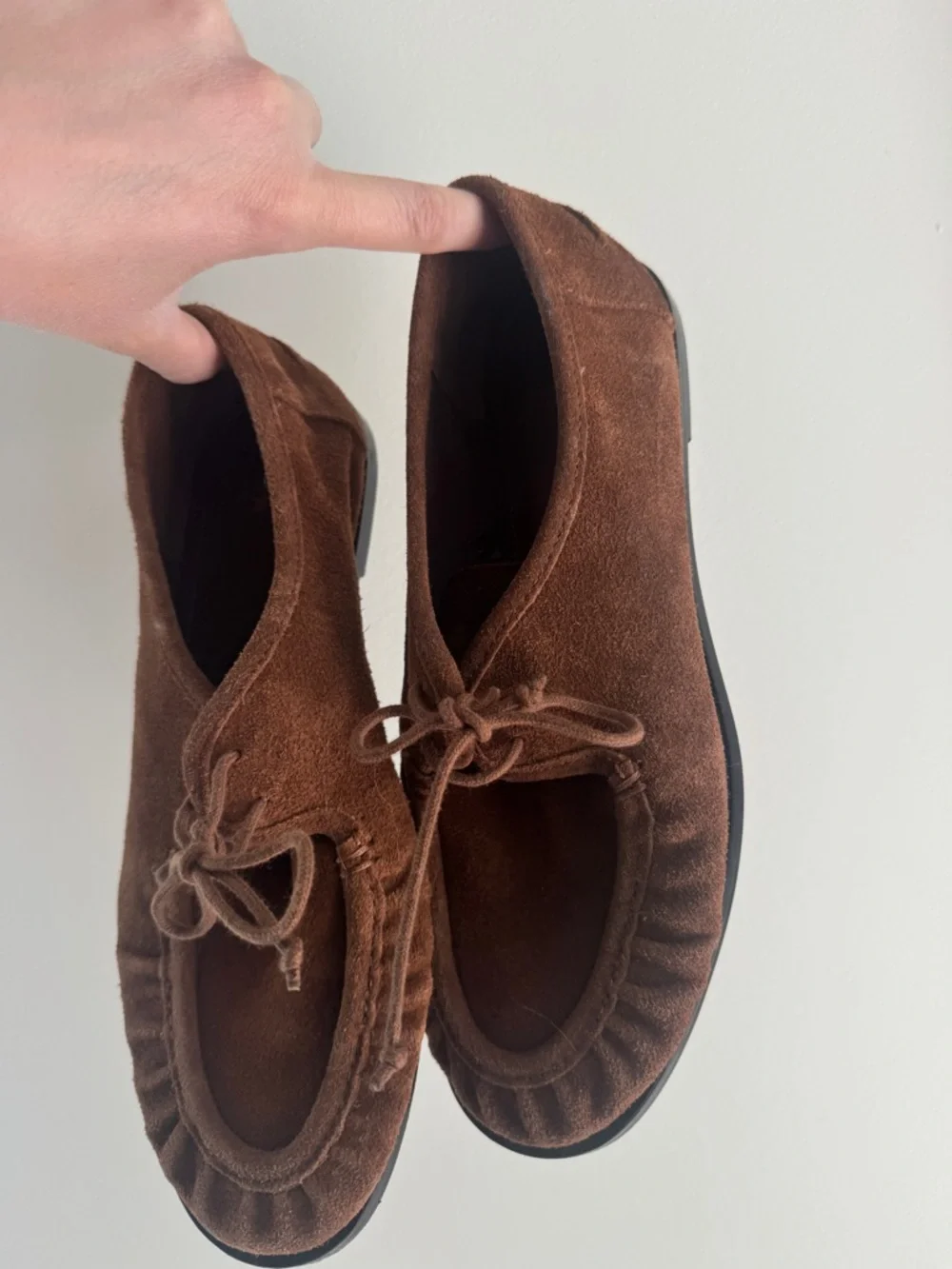 Zara Brown Suede Bow Moccasin Flats - Picture 2 of 5